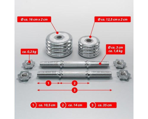 Гантелі Maxxiva D83768 хромовані 2 x 10 кг