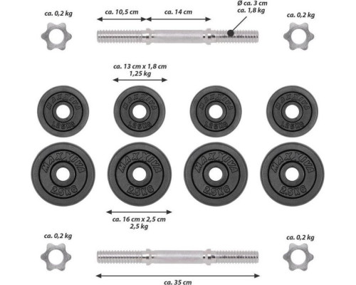Гантелі Maxxiva чавунні 2 х 10 кг