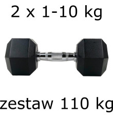 Гантелі UnderFit прогумовані Hex 2 х 1-10 кг (110 кг)