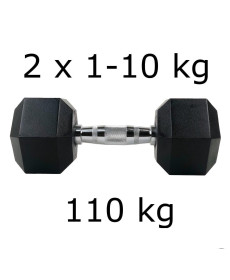 Гантелі UnderFit прогумовані Hex 2 х 1-10 кг (110 кг)