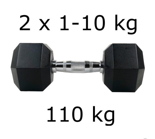 Гантелі UnderFit прогумовані Hex 2 х 1-10 кг (110 кг)