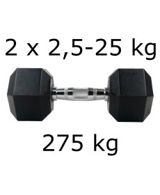 Гантелі UnderFit прогумовані Hex 2 х 2,5-25 кг (275 кг)