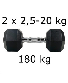 Гантелі UnderFit прогумовані Hex 2 х 2,5-20 кг (180 кг)
