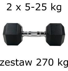 Гантелі UnderFit прогумовані Hex 2 х 5-25 кг (270 кг)