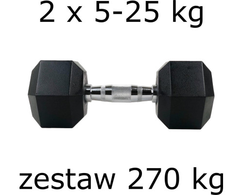 Гантелі UnderFit прогумовані Hex 2 х 5-25 кг (270 кг)