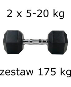 Гантелі UnderFit прогумовані Hex 2 х 5-20 кг (175 кг)