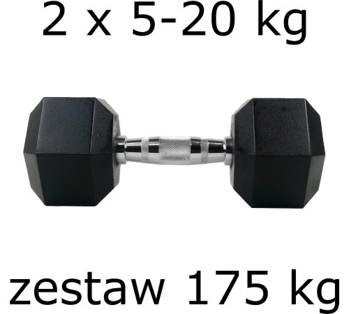 Гантелі UnderFit прогумовані Hex 2 х 5-20 кг (175 кг)