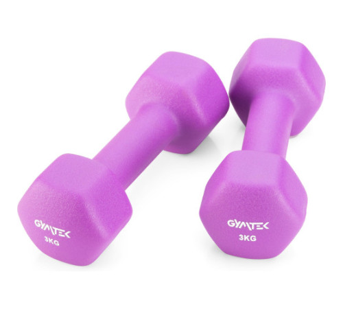 Гантелі неопренові Gymtek Hex 2 х 3 кг, фіолетовий