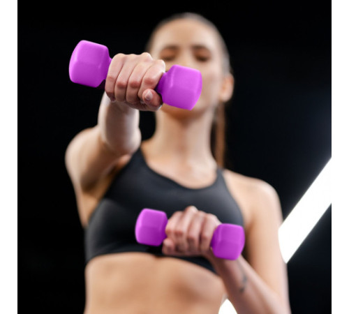 Гантелі неопренові Gymtek Hex 2 х 3 кг, фіолетовий