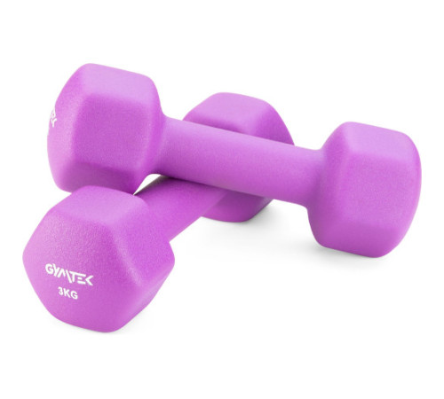 Гантелі неопренові Gymtek Hex 2 х 3 кг, фіолетовий
