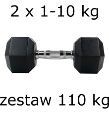 Набір шестигранних гантелей UnderFit 2 x 1-10 кг (110 кг)