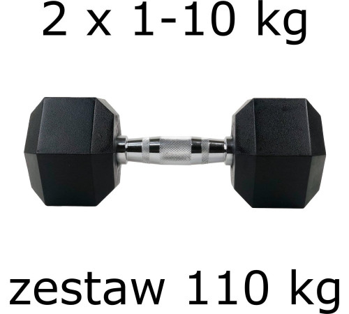 Набір шестигранних гантелей UnderFit 2 x 1-10 кг (110 кг)