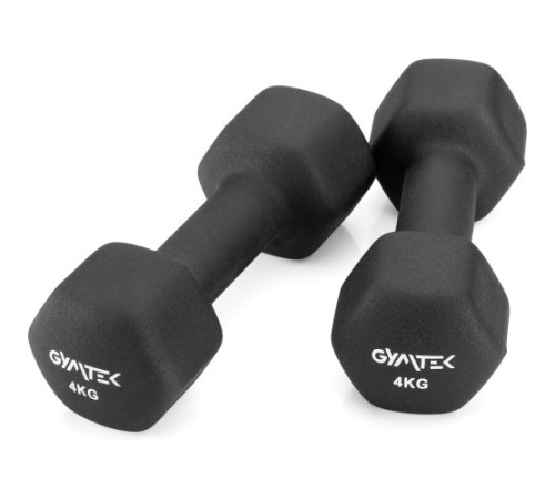 Гантелі неопренові Gymtek Hex 2 х 4 кг, чорний