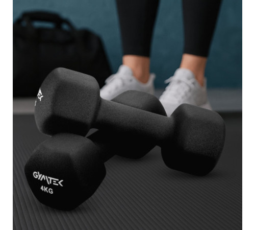 Гантелі неопренові Gymtek Hex 2 х 4 кг, чорний