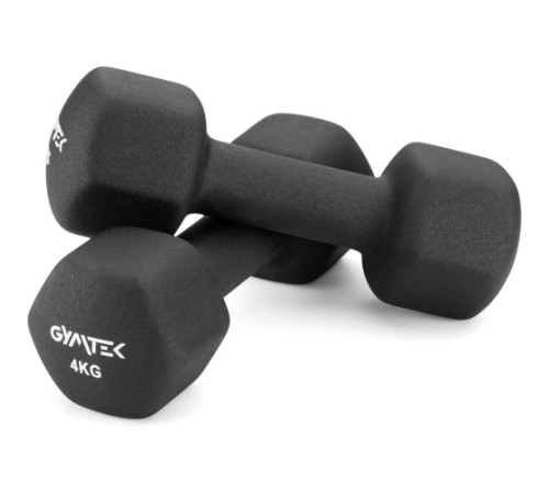 Гантелі неопренові Gymtek Hex 2 х 4 кг, чорний