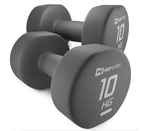Гантелі неопренові Hop-Sport HS-V100DR 2 x 10 кг сірий
