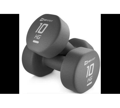 Гантелі неопренові Hop-Sport HS-V100DR 2 x 10 кг сірий