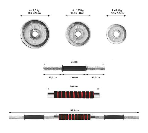 Гантелі розбірні в кейсі HMS STC21, 20 кг