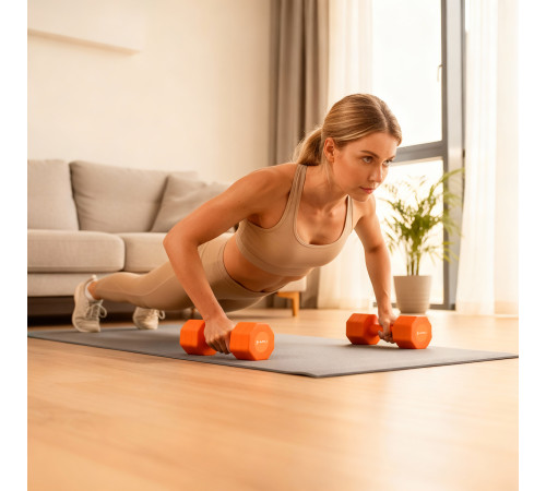 Гантелі шестигранні розбірні HMS HL03 2 x 2,5 кг, оранжеві