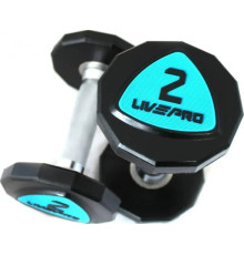 Гантелі уретанові LivePro, 2 х 2 кг, чорно-голубі