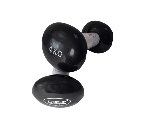 Гантелі вінілові LiveUp Vinyl Egg Head 2 х 4 кг, чорні