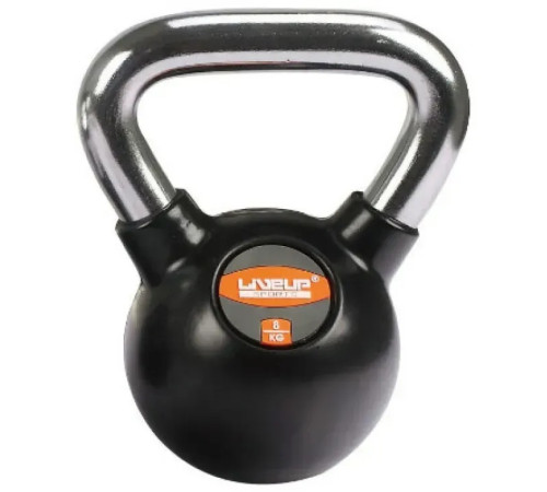 Гиря RUBBER KETTEL DUMBELL 8 кг, чорна