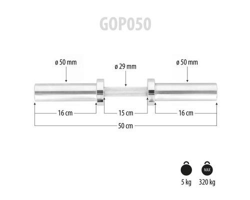 GOP050 ШТАНГА ОЛІМПІЙСЬКА 50 см, диам. 50 мм