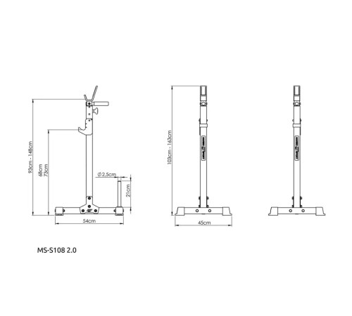 Багаторівневі стійки для штанги (2 шт.) з асистентом MS-S108 2.0 - Marbo Sport