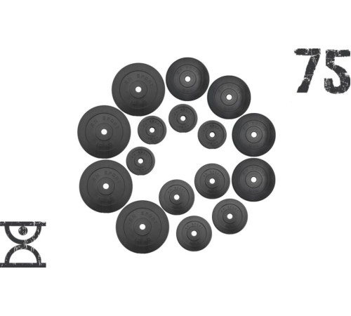 Набір 75 кг RN Sport (4 по 10, 4 по 5, 4 по 2.5, 4 по 1.25) блинов на штангу покрытых пластиком (31 мм)