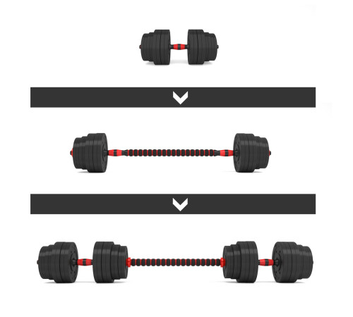 Набір штанга+гантелі HMS SGP40 - 40 кг, чорно-червоний
