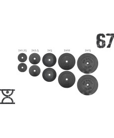 Набір 67 кг (2х1.25, 2х2.5, 2x5, 2х10 та 2x15) дисків, RN Sport покритих пластиком (31 мм)