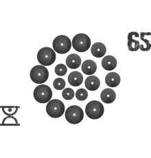 Набір 65 кг (4 по 1.25, 8 по 2.5, 8 по 5 кг) дисків, RN Sport покритих пластиком (31 мм)