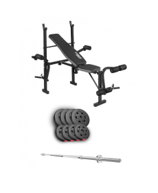 Набір Hop-Sport Premium 39 кг з лавою TX-055 та штангою