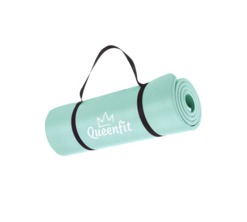 Килимок для фітнесу та йоги Queenfit NBR 1,5 см бірюзовий