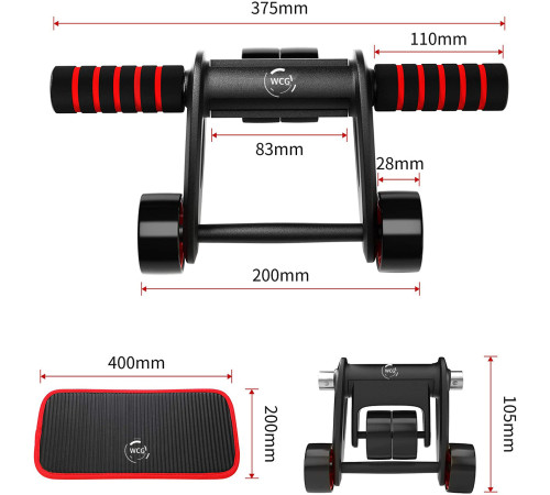Ролик колесо тренажер для преса WCG S1 + Килимок для колін