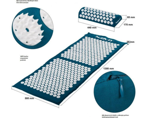 Акупунктурний килимок з подушкою MOVIT 130 x 50 см - бірюзовий