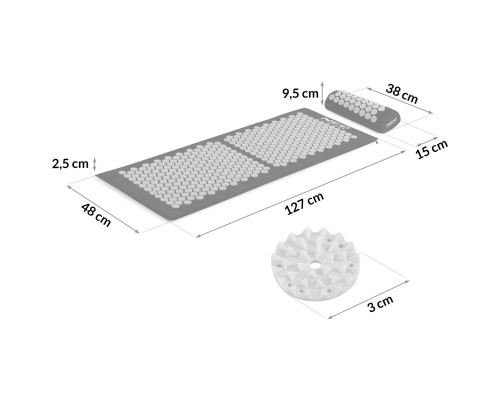 Акупунктурний килимок Neo-Sport NS-901 чорно-сірий