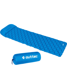Надувний килимок Outtec 195х55х5 см з подушкою соти голубий