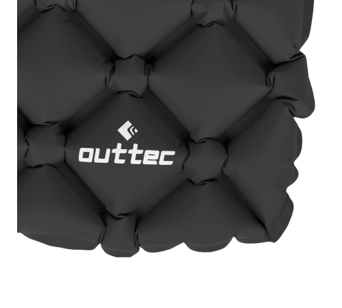 Надувний килимок Outtec 195х55х5 см з подушкою соти чорний Надувний килимок Outtec 195х55х5 см з подушкою соти чорний