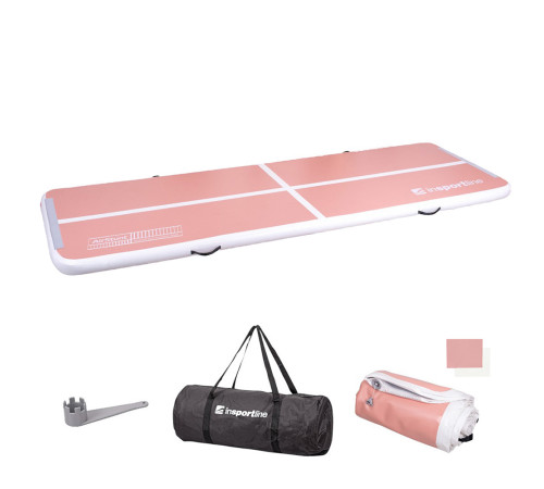 Килимок надувний Airtrack inSPORTline Airstunt 400x100x10 см, рожевий