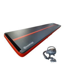 Надувний гімнастичний мат MASTER 800 x 150 x 20 см чорно-червоний