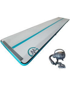 Надувний гімнастичний мат MASTER S-Pro 800 x 150 x 10 см сіро-бірюзовий