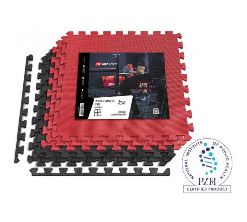 Мат-пазл Hop-Sport EVA 1cm HS-A010PM - 6 частин чорно-червоний Мат-пазл Hop-Sport EVA 1cm HS-A010PM - 6 частин чорно-червоний