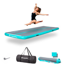 Килимок надувний Airtrack inSPORTline Airstunt 300x100x10 см, сіро-бірюзовий