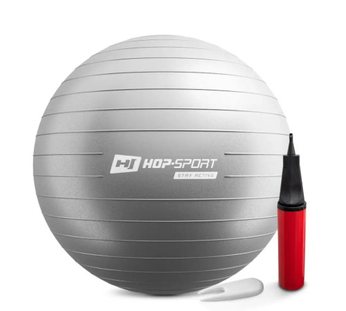 Фітбол Hop-Sport 65 см сріблястий + насос Фітбол Hop-Sport 65 см сріблястий + насос