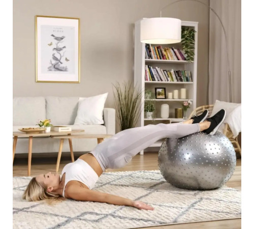 Фітбол масажний Hop-Sport 65 см сріблястий + насос Фітбол масажний Hop-Sport 65 см сріблястий + насос