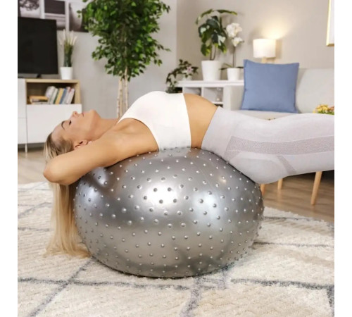 Фітбол масажний Hop-Sport 65 см сріблястий + насос Фітбол масажний Hop-Sport 65 см сріблястий + насос