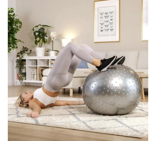 Фітбол масажний Hop-Sport 65 см сріблястий + насос Фітбол масажний Hop-Sport 65 см сріблястий + насос