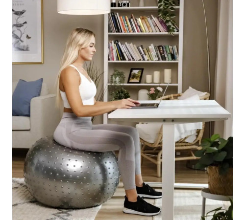 Фітбол масажний Hop-Sport 65 см сріблястий + насос Фітбол масажний Hop-Sport 65 см сріблястий + насос