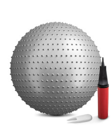 Фітбол масажний Hop-Sport 65 см сріблястий + насос